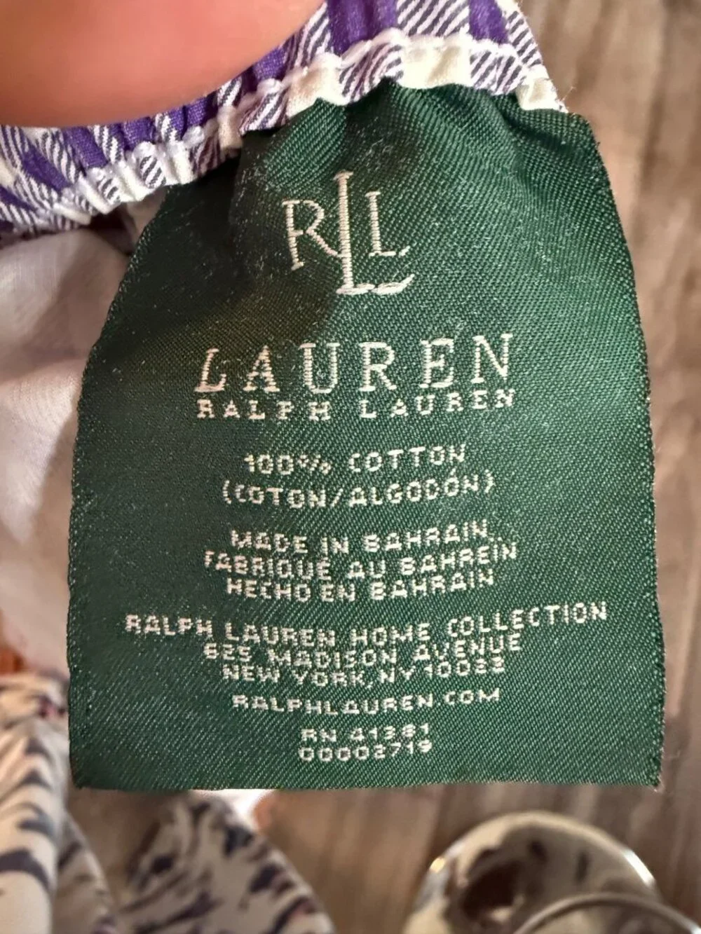 Vtg Ralph Lauren Home Collection Purple Twin Gingham Cotton Fitted Sheet Bahrain